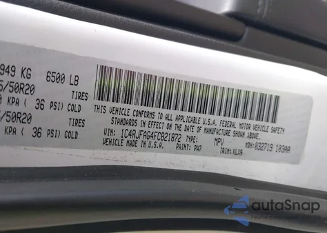 2015 Jeep Grand Cherokee Altitude z USA, uszkodzony, nr VIN 1C4RJFAG4FC821872